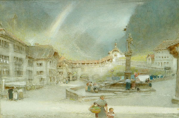 Fountain in the Lower Town by Albert Goodwin 
